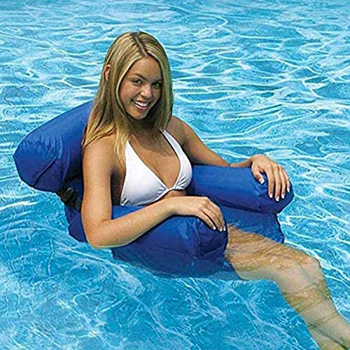 GDS Natación Pool Party Silla Flotante, Inflable Hamaca con la Red, Plegable de Doble Uso del Respaldo Anillo Flotante de la natación Fila, colchón de Aire Accesorios, Nueva para Adultos y niños