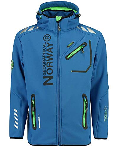 Geographical Norway - Chaqueta Rainman Turbo-Dry para hombre con tejido softshell y capucha azul S