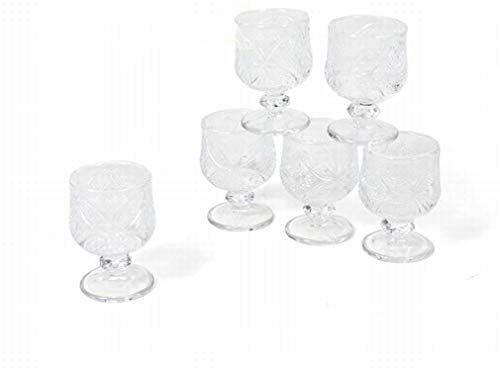 Gerimport Pack de 6 Copas de Cristal Licor Diamond Medidas 4x4x7 cm Capacidad 38 ml