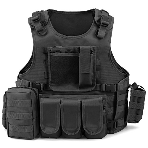 Gonex Chaleco Táctico de Hombre Militar MOLLE Chaqueta Antibalas de Protección Camuflaje para Airsoft CS Game Paintball Swat Policia Combate Cosplay Entrenamiento Formación Caza Deporte al Aire Libre