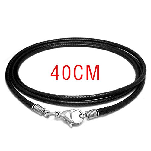 Gouen Collar de Cadena de Cuero Negro para Mujeres Hombres Cuerda de Trenza Hecha a Mano Collar Largo Colgante de joyería de Cadena, 40 cm