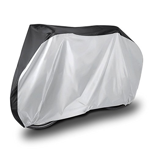 HAUEA Funda para Bicicleta Cubierta Impermeable 190T Protector portátil y Plegable de Poliéster, contra Lluvia,Sol,Polvo 200 x 110 x 70 cm (Negro y Plata)