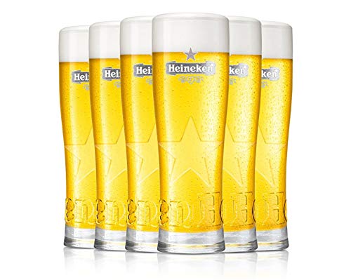 Heineken - Vasos de cerveza (6 unidades, 25 cl, 250 ml), diseño con logotipo gris