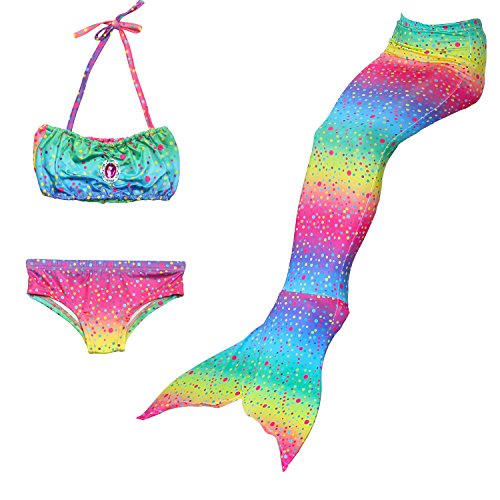 HHD® 3Pcs establece bañadores niña Traje de baño Bañador De Sirena Disfraz De Princesa Bikini niña Cola de sirena para nadar las niñas bikini de traje de baño