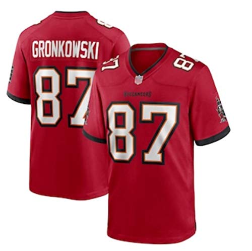 Hombres Rugby Jersey Rob Gronkowski Tampa Bay Buccaneers # 87, Rugby Jersey Fútbol Ropa Hombres Fan Camisetas Top Manga Corta-Red-XXL(95~100KG)