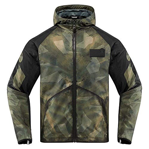 Icon Merc Battlescar - Chaqueta de motociclismo, color verde, Verde militar., small