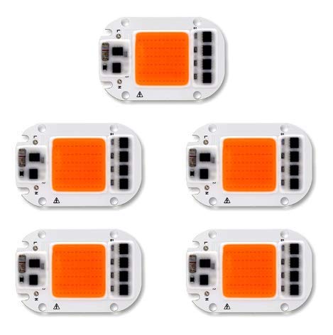 ILS - 5 Piezas 50W 220V Full Spectrum LED COB Chip Grow Light Crecer la luz para la Planta