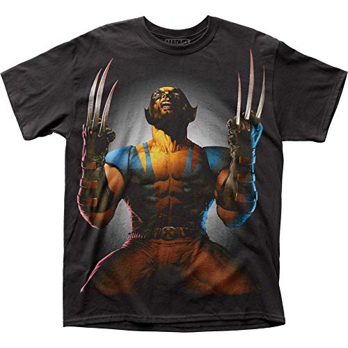 Impact X-Men de Marvel Comics Wolverine Garras Drawn adultos impresión grande de metro de la camiseta del Negro