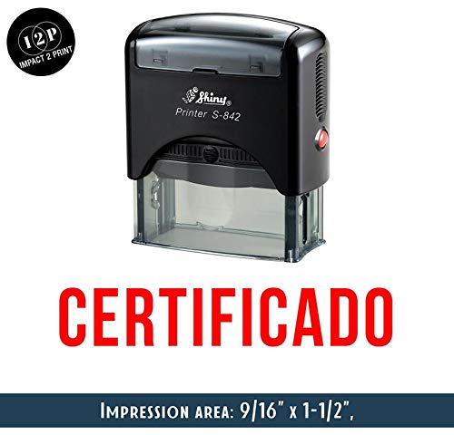 IMPACT2PRINT Brillante S-842 Autoentintado Sello De Goma CERTIFICADO Sellos De Negocios Personalizados Papelería De Oficina