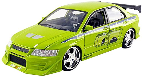 Jada Toys – Miniatura de Coche Mitsubishi Lancer EVO VII Brian Fast and Furious (Escala 1/24, 99788 Gr, Verde