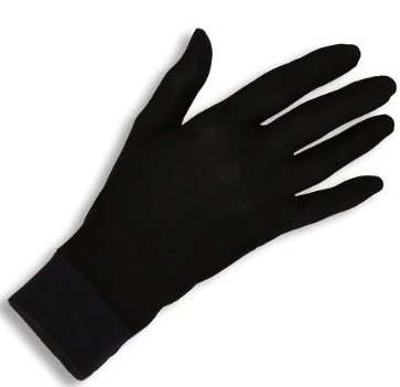 Jasmine Silk guantes de seda puras térmicas Guantes del ciclo Liner Guante Interior Ski Bike Negro (Size: Small 7 - 8.5 (From the longest finger tips to the wrist))