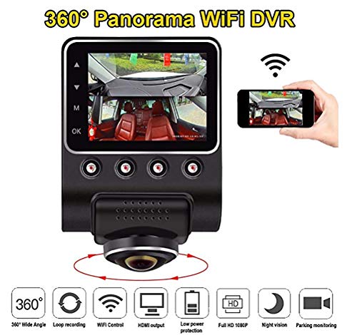 JINGBO 360 Grado panorámico WiFi Coche DVR cámara Vista Completa HD 1080P Grabador Oculto videocámara Dash CAM visión Nocturna Aparcamiento vigilancia