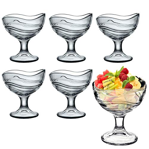 Juego de 6 cuencos de vidrio, para aperitivos y postre o helado, vasos de cóctel