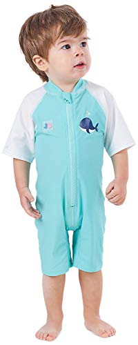 Juicy Bumbles Bañador Bebe Niño - Traje de Baño con Protección Solar Anti UV de Una Pieza para Bebés y Niños Pequeños - Traje de Mangas Cortas UPF50 + Ballena - 2-3 Años