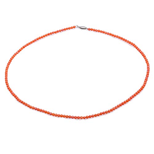 JYX - Collar de Coral con Gema de 3,5 mm y Collar de Coral Naranja Redondo de 45 cm para Mujer