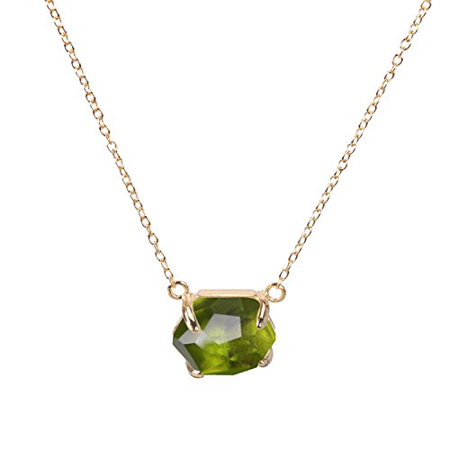 KELITCH Mujeres 18k Chapado en Oro Verde Cristal Piedra Preciosa Colgante Collar