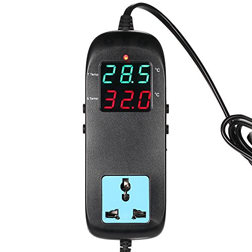 KKmoon Temperatura Controlador AC 90V～250V Termostato Digital Led Electrónico Monitor Cría Par Termoeléctrico con Enchufe