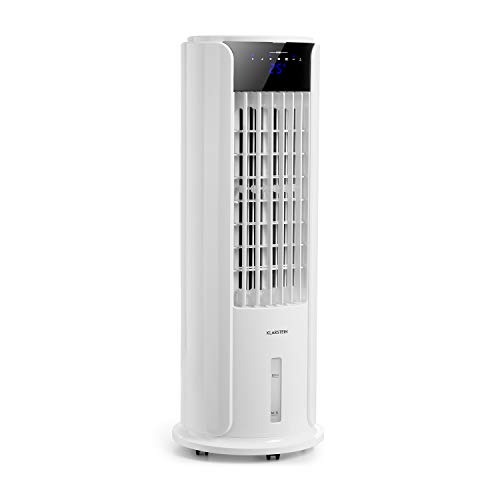 Klarstein Skyscraper Horizon - Climatizador evaporativo 3 en 1: Enfriador de Aire, ventila y humidifica, 3 potencias, Panel de Control Touch, 60 W, Depósito Agua: 3,5 L, función oscilación, Blanco