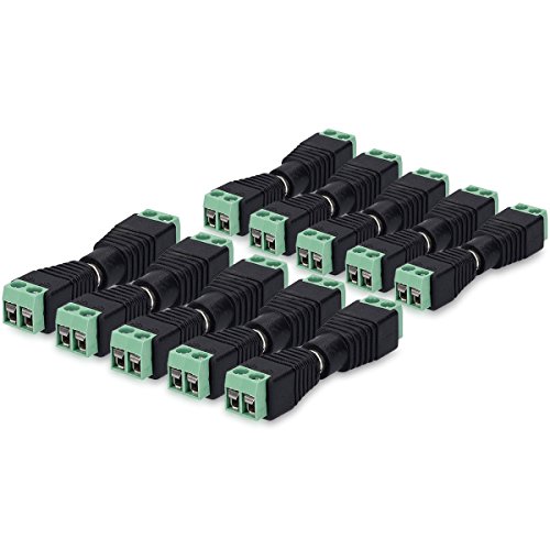 kwmobile 10x Conector adaptador power jack hembra a macho DC - Set de 10 conectores para cables de energía 12 V 5.5 x 2.1 MM - Adaptadores para CCTV