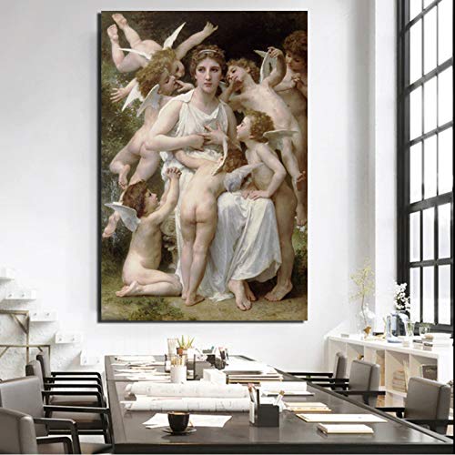 KWzEQ Cartel Vintage estético ángel estético Lienzo impresión Pared Arte decoración Pintura，Pintura sin Marco，80x120cm