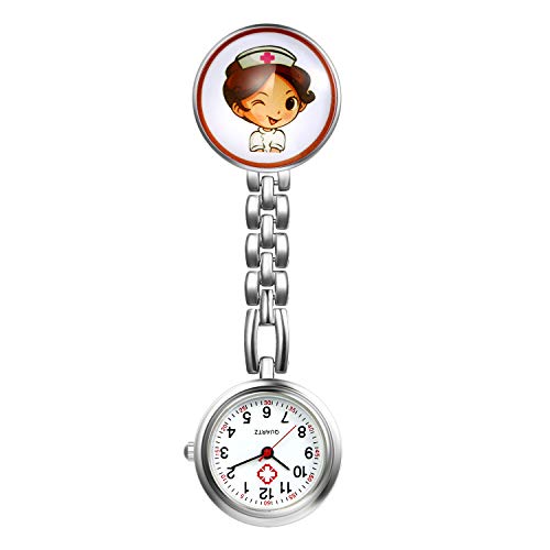 LANCARDO Reloj de Bolsillo Médico Colgante de Enfermera Prendedor Broche Cuarzo Original Multicolor con Clip Uniforme Paramédico Regalo Gracias Doctor Mujer Chica Niña