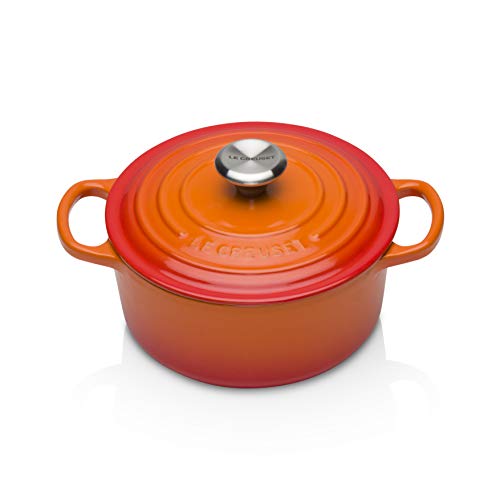 LE CREUSET Evolution Cocotte con Tapa, Redonda, Todas Las Fuentes de Calor Incl. inducción, 1,8 l, Hierro Fundido, Naranja (Volcánico), 18 cm