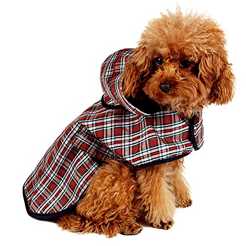 LeerKing Impermeable para Perros Abrigo Impermeable para Mascotas Chubasquero con Capucha y Agujero para Arnés con Etiqueta Mágica para Perros Pequeños y Medianos XL