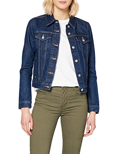 Levi's LS Original Trucker, Chaqueta para Mujer, Azul (Clean Dark Authentic 0036), Medium