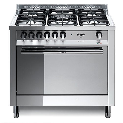 Lofra MG96GV/C - Cocina (Cocina familiar tipo industrial, Acero inoxidable, Botones, Giratorio, Acero inoxidable, Frente, Encimera de gas)