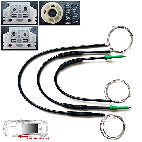 LTS - Kit de reparación de regulador de ventanilla eléctrico para Citroen C5 a partir de 2008 (lado izquierdo, incluye cables, clips y polea)