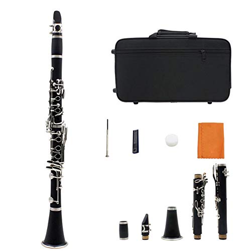 LVSSY-Nuevo Profesional Instrumentos de Viento de Madera Clarinete Tubo Negro con Accesorios de Estuche (Negro)