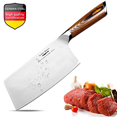 Macheta Cocina, Cuchillo de carnicero, Cuchillo asiático hecho del acero inoxidable carbonatado alemán alto, cuchillo de cocina chino de los 18cm para el uso de fines múltiples, Hachas de Cocina