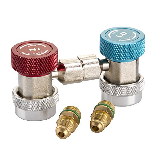 Magiin AC R134A Ajustable Acoplador Rpido Conector Adaptador Lado Alto Lado Bajo Sistema de Aire Acondicionado para Auto Vehículo