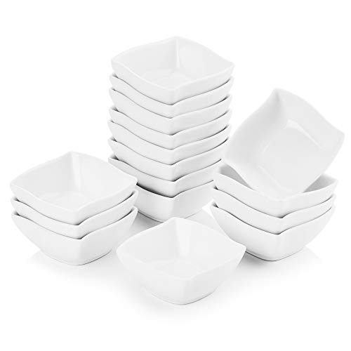 Malacasa, Serie Ramekin.Dish, Juego de Cuencos Mini 16 Unidades, Cuencos de Postre, Snack, Aperitivo 2,5/6,5 * 6,5 * 3cm - Vajilla Porcelana