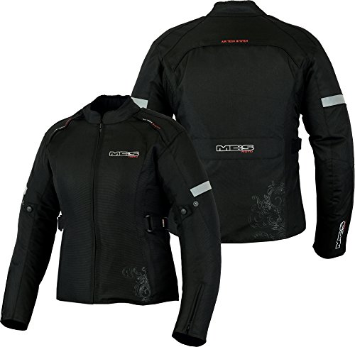 MBSmoto MJ24 Señoras Moto Moto Scooter Touring Impermeable Chaqueta textil a prueba de viento (Negro, XL)