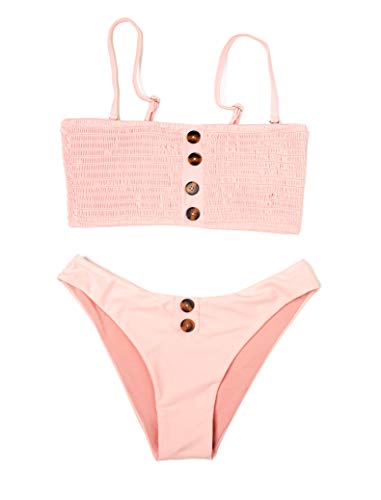 Mermaid- Bikini con Sujetador Tipo Bandeau y Braga clásica (Rosa Palo, S)