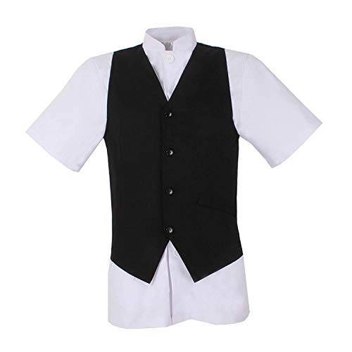 MISEMIYA - Uniforme Camarero Chaleco Caballero con ELÁSTICO COCTELERO MOZO Botones Baristas - Ref.805-48, Negro