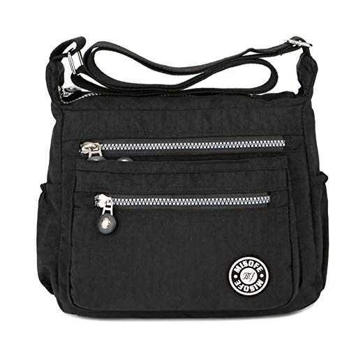 Moonbuy - Bolso cruzados de Nailon para mujer negro Negro
 small