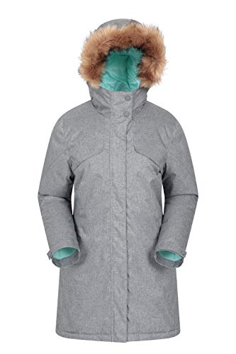 Mountain Warehouse Inferno Parka Chaqueta de Invierno para Mujer - Transpirable, Aislamiento de Microfibra, Ajustable, Piel sintética Desmontable, Resistente al Agua Gris 36