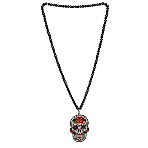 NET TOYS Cadena La Catrina Colgante Calavera Collar Sugar Skull Cadena Cuello Día de los Muertos Amuleto Halloween Bisutería Fiesta Tradicional Mexicana