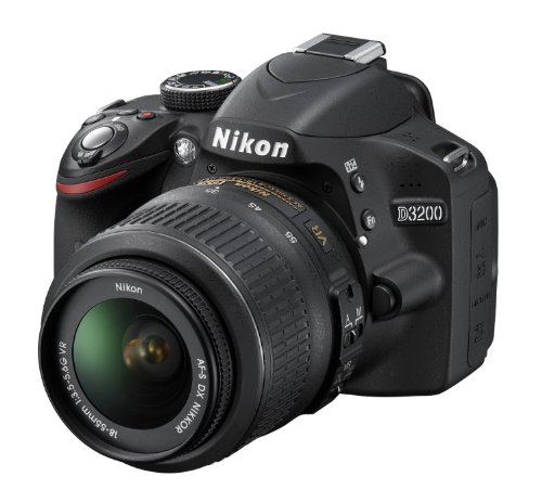 Nikon D3200 - Cámara réflex Digital de 24.2 MP (Pantalla 3", estabilizador óptico), Negro - Kit con Objetivo AF-S DX 18-55mm f/3.5 VR