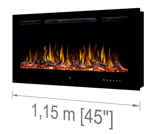 Noble Flame Paris 1150 (115 cm/45 ”) - Chimenea Eléctrica Chimenea de Pared Estufa Chimenea - Montaje en Pared Mando a Distancia - 14,5 cm Profundidad - - Negro