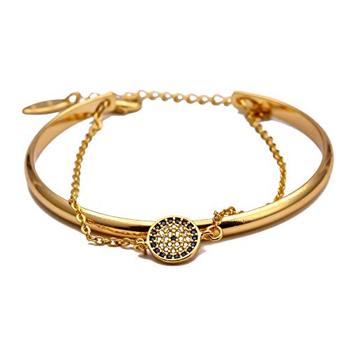 nobranded Conjunto De Pulsera De Brazalete De Mal De Ojo Turco, Brazalete Abierto De Color Dorado, Joyería De Moda Ajustable para Hombres Y Mujeres