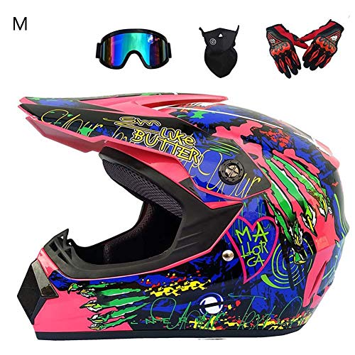 Nuevos cascos de motocross Off-road Motocross Helmet para hombres con diseño impreso Cross Motorcycle Complete Road Protect Helmet Set, cascosmoto Gafas de cuatro piezas más máscara facial más guantes