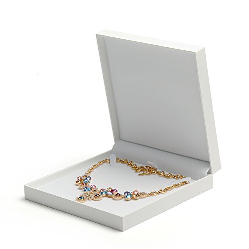 Oirlv Caja de Regalo de Joyas de Cuero sintético Blanco Caja de Regalo de Almacenamiento de Joyas Anillo Pendiente Collar Pulsera Conjunto de Joyas Cajas (Caja de Collar Grande)