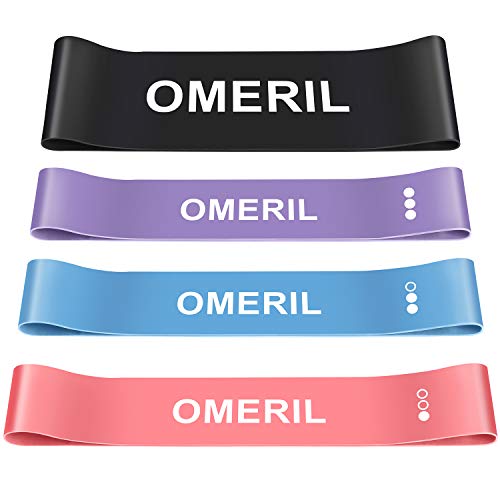 OMERIL Bandas de Resistencia, Bandas Elasticas Fitness con 4 Niveles Ejercicios, Cinta Elastica Negra Más Ancha y Fuerte, Bueno para Glúteos, Piernas, Brazos, Yoga, Pilates, Crossfit, Mujer y Hombre