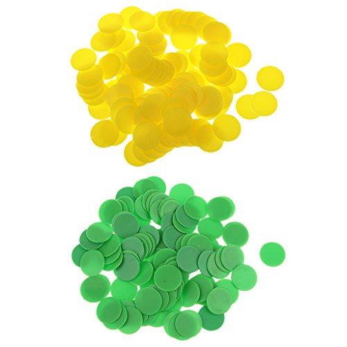 P Prettyia CS 1.9cm Casino Poker Chips Marcadores de Bingo de Plástico DIY Toy Calculation - Verde, Amarillo