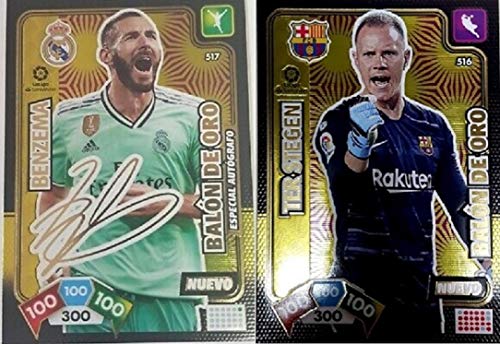 Panini Benzema Firmado y TER Stegen Balones de Oro Adrenalyn XL 2019-2020