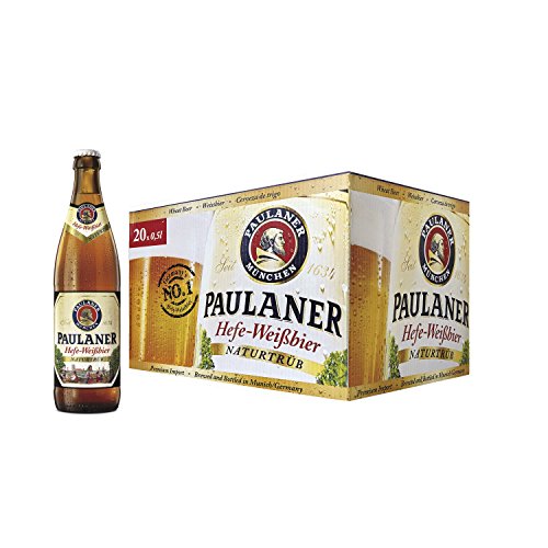 Paulaner Hefe Weissbier Cerveza - Caja de 20 Botellas x 500 ml - Total: 10 L