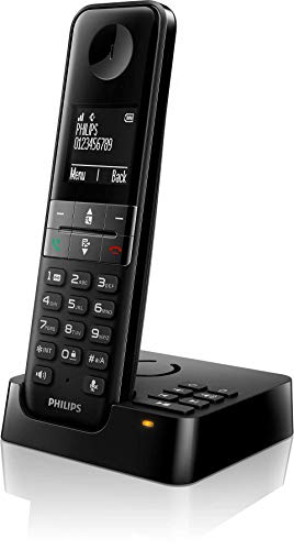 Philips D4751B/34 - Teléfono Fijo Inalámbrico con Contestador Automático (30 Minutos Mensajes, 16 Horas, Función Notas Familiares, MySound, HQ-Sound, Modo Privado, Manos Libres, Eco+) Negro